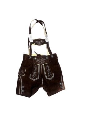 NWT Isar Trachten Kids Brown Suede Lederhosen Bavarian Oktoberfest 2T-3T